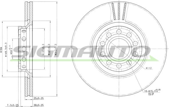 SIGMAUTO DBB707V - Brake Disc autospares.lv