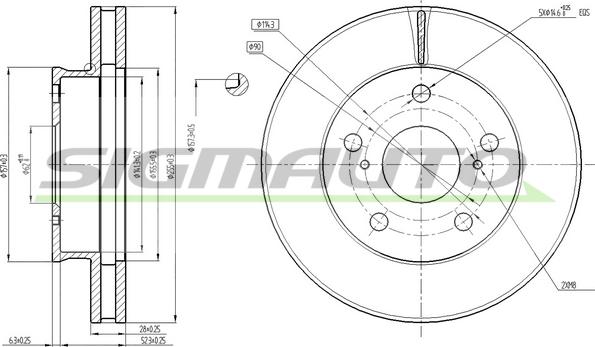 SIGMAUTO DBB782V - Brake Disc autospares.lv