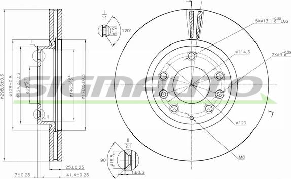 SIGMAUTO DBB739V - Brake Disc autospares.lv