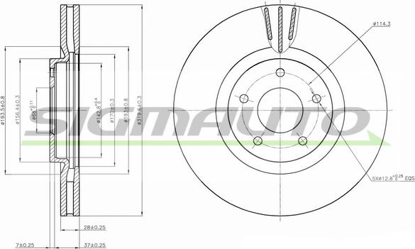 SIGMAUTO DBB724V - Brake Disc autospares.lv