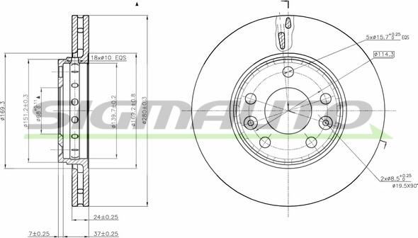 SIGMAUTO DBB728V - Brake Disc autospares.lv