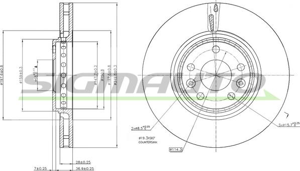 SIGMAUTO DBB727V - Brake Disc autospares.lv