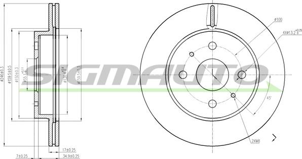 SIGMAUTO DBB774V - Brake Disc autospares.lv