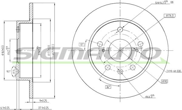 SIGMAUTO DBC493S - Brake Disc autospares.lv