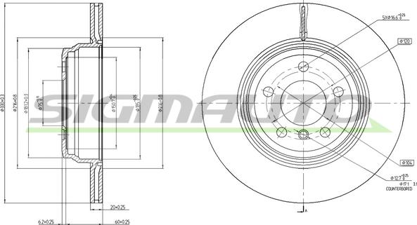 SIGMAUTO DBC404V - Brake Disc autospares.lv