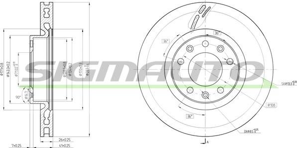 SIGMAUTO DBC405V - Brake Disc autospares.lv