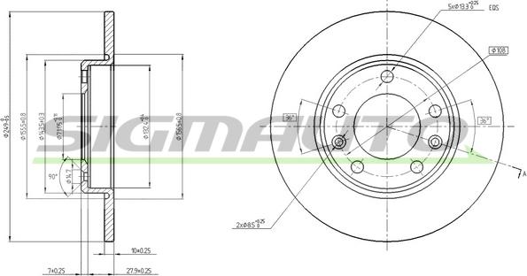 SIGMAUTO DBC406S - Brake Disc autospares.lv