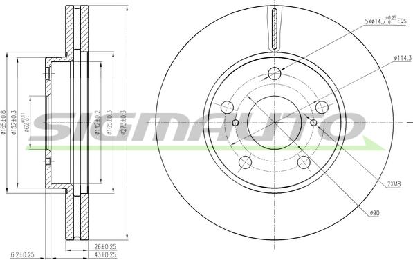 SIGMAUTO DBC401V - Brake Disc autospares.lv