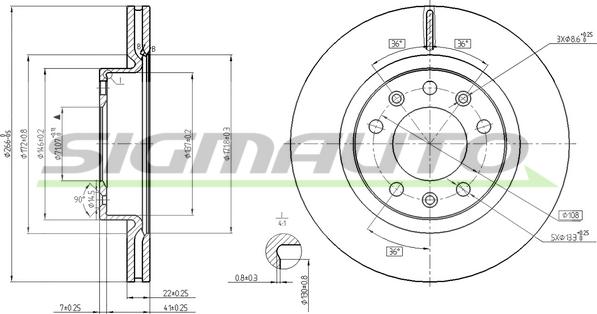 SIGMAUTO DBC413V - Brake Disc autospares.lv