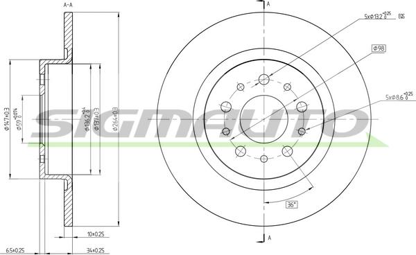 SIGMAUTO DBC435S - Brake Disc autospares.lv