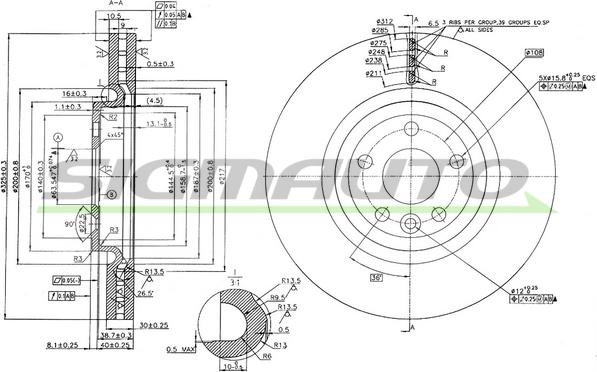 SIGMAUTO DBC431V - Brake Disc autospares.lv