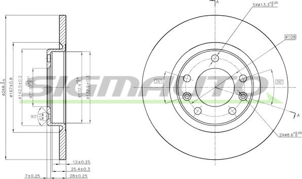 SIGMAUTO DBC569S - Brake Disc autospares.lv