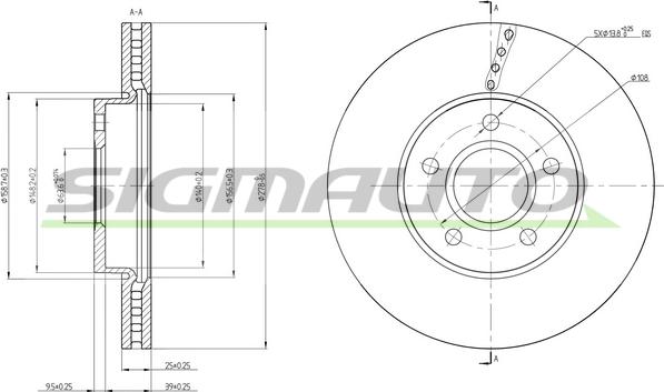 SIGMAUTO DBC509V - Brake Disc autospares.lv