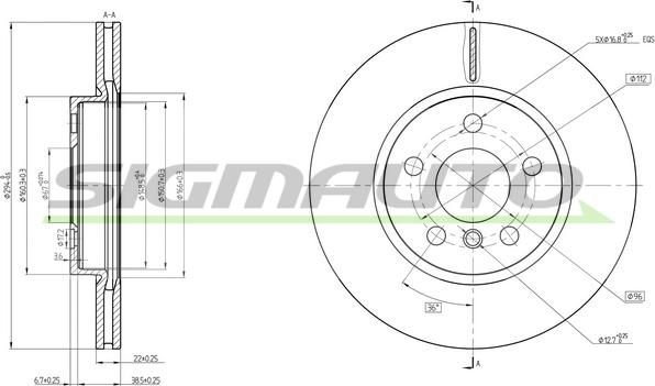 SIGMAUTO DBC613V - Brake Disc autospares.lv