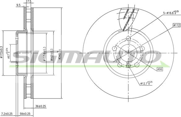 SIGMAUTO DBC625VLS - Brake Disc autospares.lv