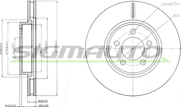 SIGMAUTO DBC065V - Brake Disc autospares.lv