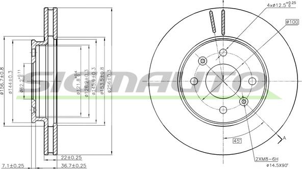 SIGMAUTO DBC089V - Brake Disc autospares.lv