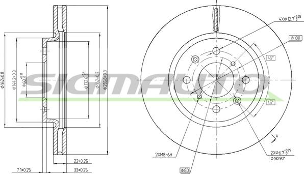 SIGMAUTO DBC070V - Brake Disc autospares.lv