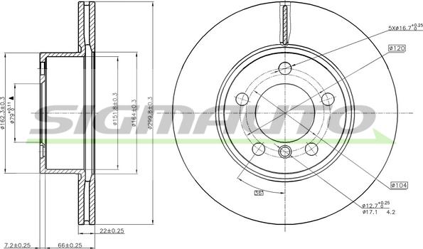 SIGMAUTO DBC195V - Brake Disc autospares.lv