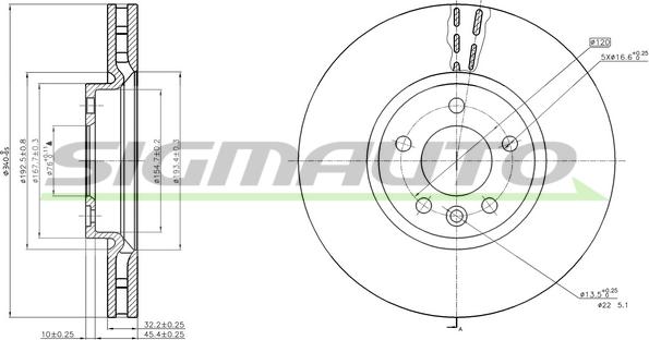 SIGMAUTO DBC182V - Brake Disc autospares.lv