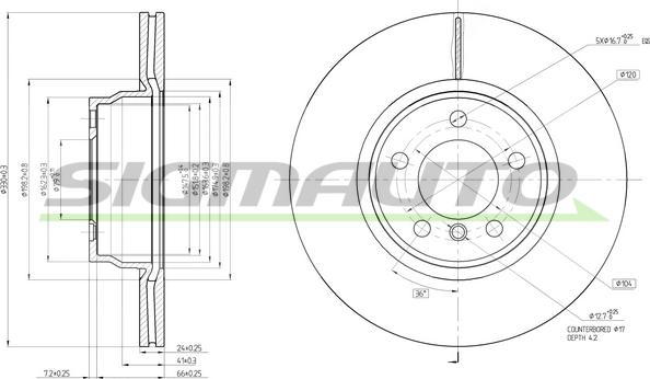 SIGMAUTO DBC315V - Brake Disc autospares.lv