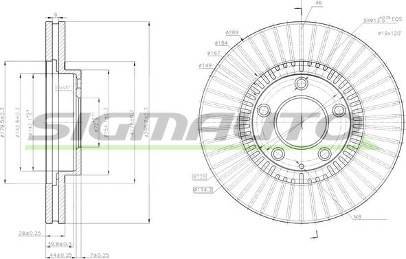 SIGMAUTO DBC262V - Brake Disc autospares.lv