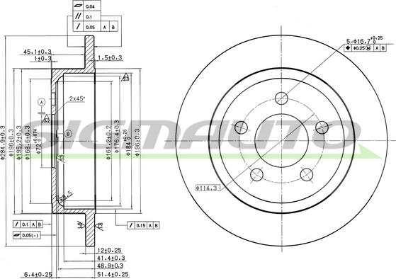 SIGMAUTO DBC288S - Brake Disc autospares.lv