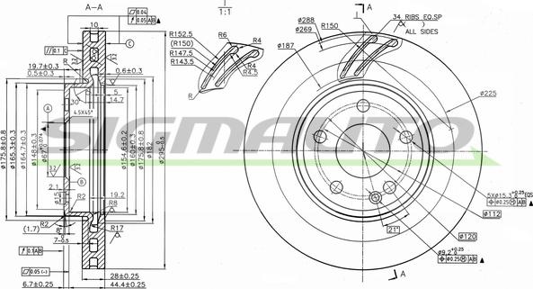 SIGMAUTO DBC760V - Brake Disc autospares.lv