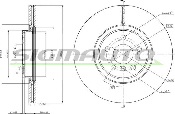 SIGMAUTO DBC762V - Brake Disc autospares.lv