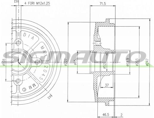 SIGMAUTO DR5472 - Brake Drum autospares.lv