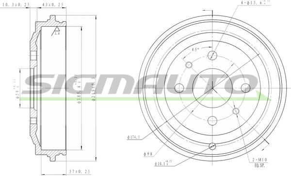 SIGMAUTO DR5044 - Brake Drum autospares.lv