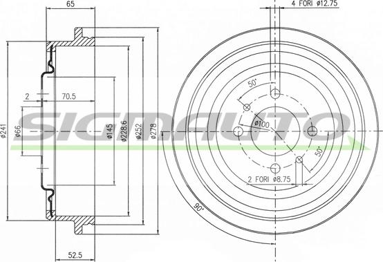 SIGMAUTO DR5392 - Brake Drum autospares.lv