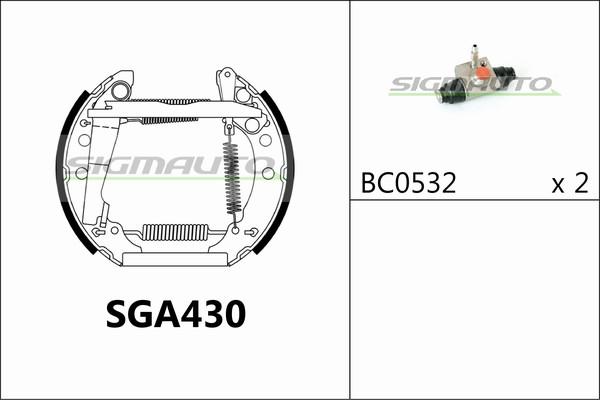 SIGMAUTO SGA430 - Brake Shoe Set autospares.lv