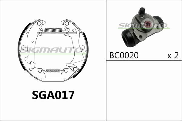 SIGMAUTO SGA017 - Brake Shoe Set autospares.lv