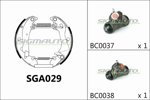 SIGMAUTO SGA029 - Brake Shoe Set autospares.lv