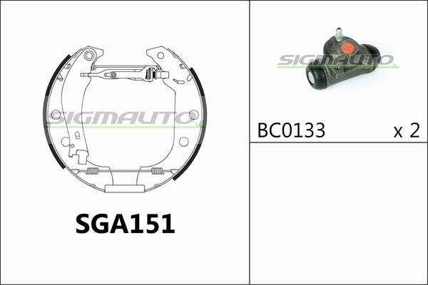 SIGMAUTO SGA151 - Brake Shoe Set autospares.lv