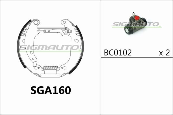 SIGMAUTO SGA160 - Brake Shoe Set autospares.lv