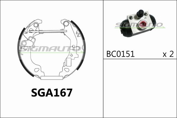 SIGMAUTO SGA167 - Brake Shoe Set autospares.lv