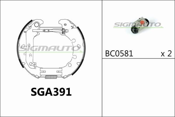 SIGMAUTO SGA391 - Brake Shoe Set autospares.lv