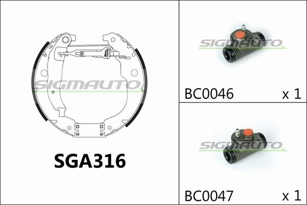 SIGMAUTO SGA316 - Brake Shoe Set autospares.lv