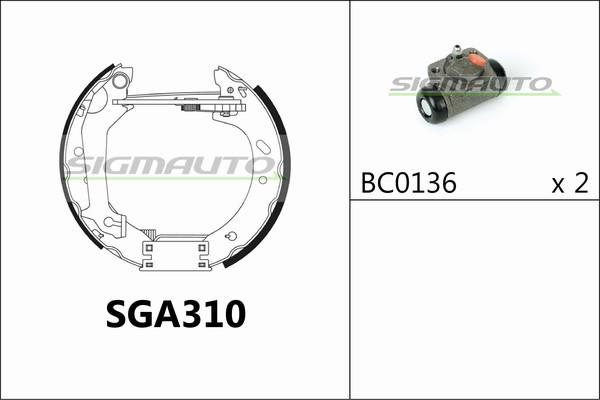 SIGMAUTO SGA310 - Brake Shoe Set autospares.lv