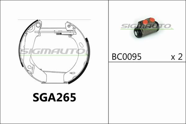 SIGMAUTO SGA265 - Brake Shoe Set autospares.lv