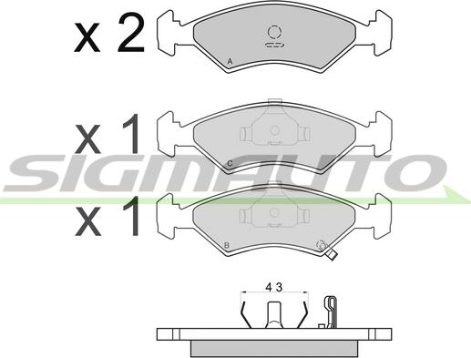 SIGMAUTO SPA647 - Brake Pad Set, disc brake autospares.lv