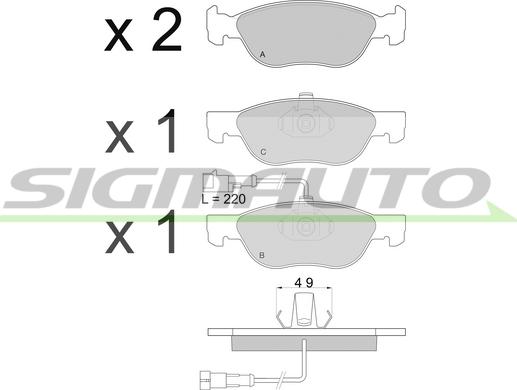 SIGMAUTO SPA667 - Brake Pad Set, disc brake autospares.lv