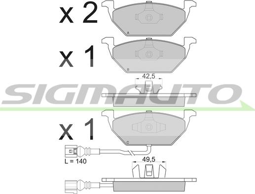 SIGMAUTO SPA848 - Brake Pad Set, disc brake autospares.lv