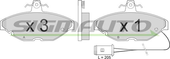 SIGMAUTO SPA258 - Brake Pad Set, disc brake autospares.lv