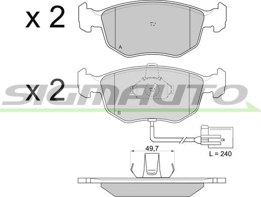 SIGMAUTO SPA707 - Brake Pad Set, disc brake autospares.lv