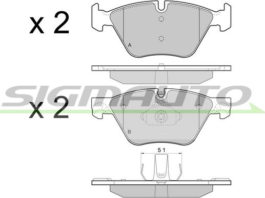 SIGMAUTO SPB447 - Brake Pad Set, disc brake autospares.lv