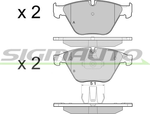 SIGMAUTO SPB452 - Brake Pad Set, disc brake autospares.lv