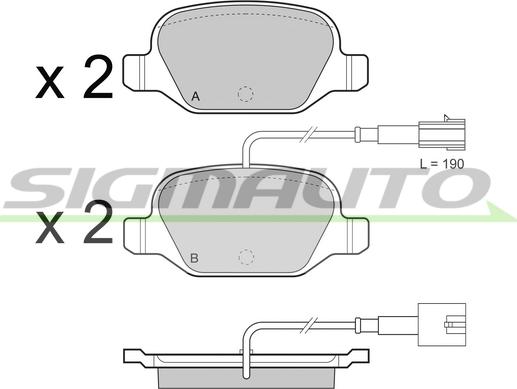 SIGMAUTO SPB489 - Brake Pad Set, disc brake autospares.lv